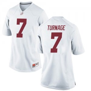 Women's Alabama Crimson Tide #7 Brandon Turnage White Replica NCAA College Football Jersey 2403IWFK4